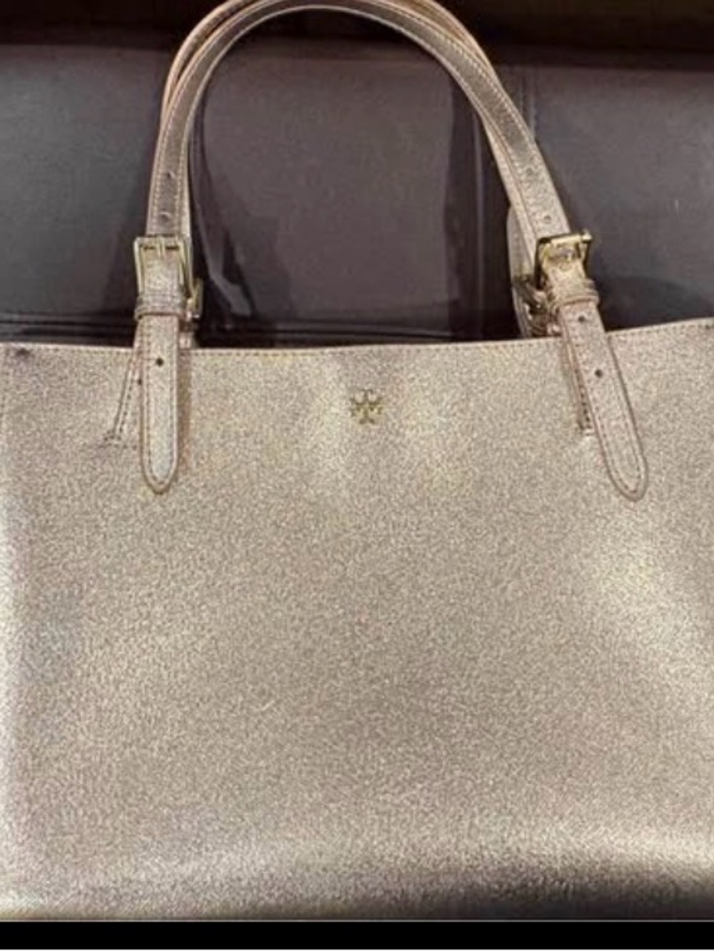 Tory Burch Metallic Rose Tote with Gold Logo - Picture 7 of 8